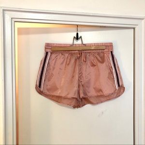 TNA light pink retro shorts with side stripes